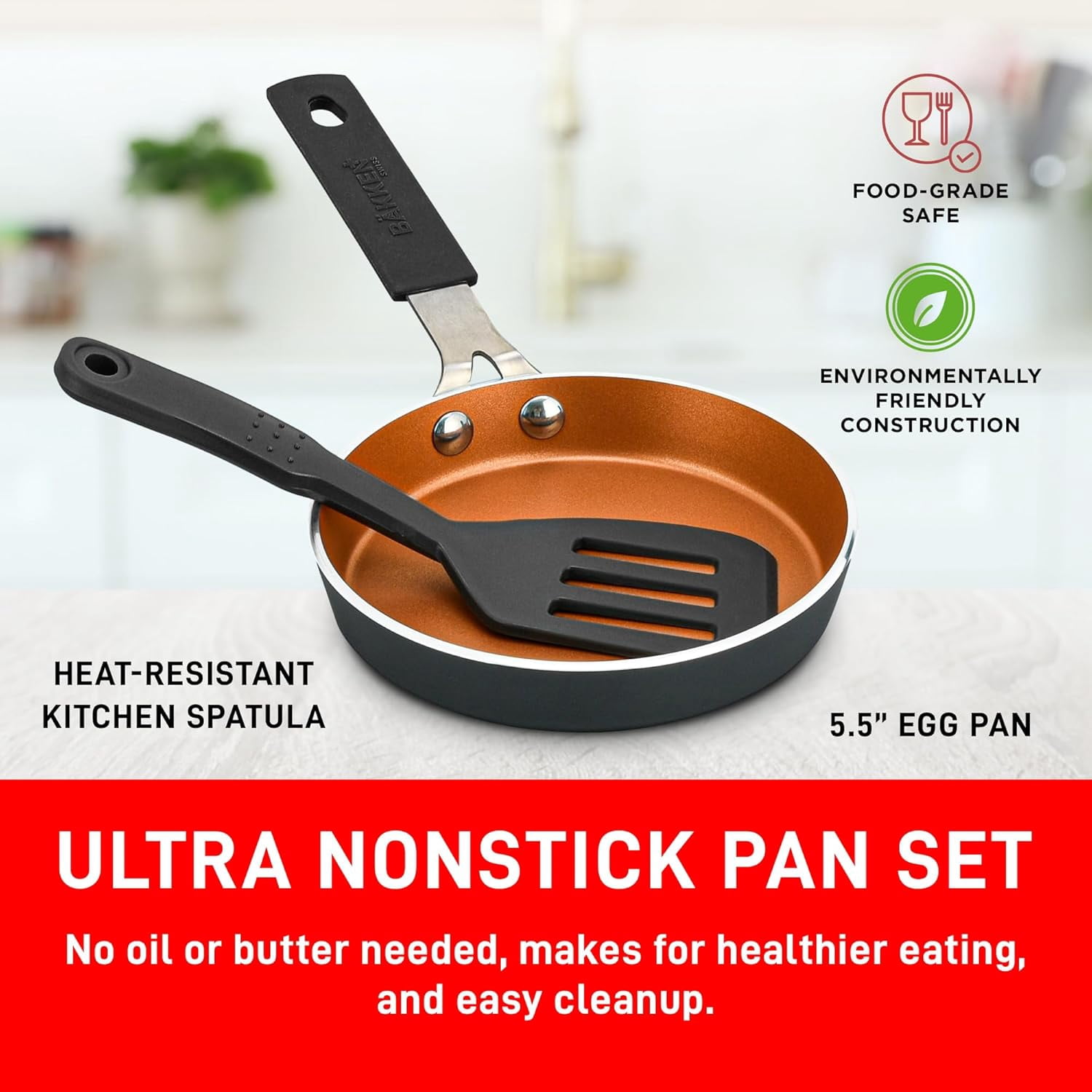 Bakken- Swiss 5.5” Non Toxic Nonstick Copper Frying Pan