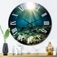 thumbnail image 3 of Designart "Coral Beneath the Waves I" Coastal Oversized Wall Clock, 3 of 5