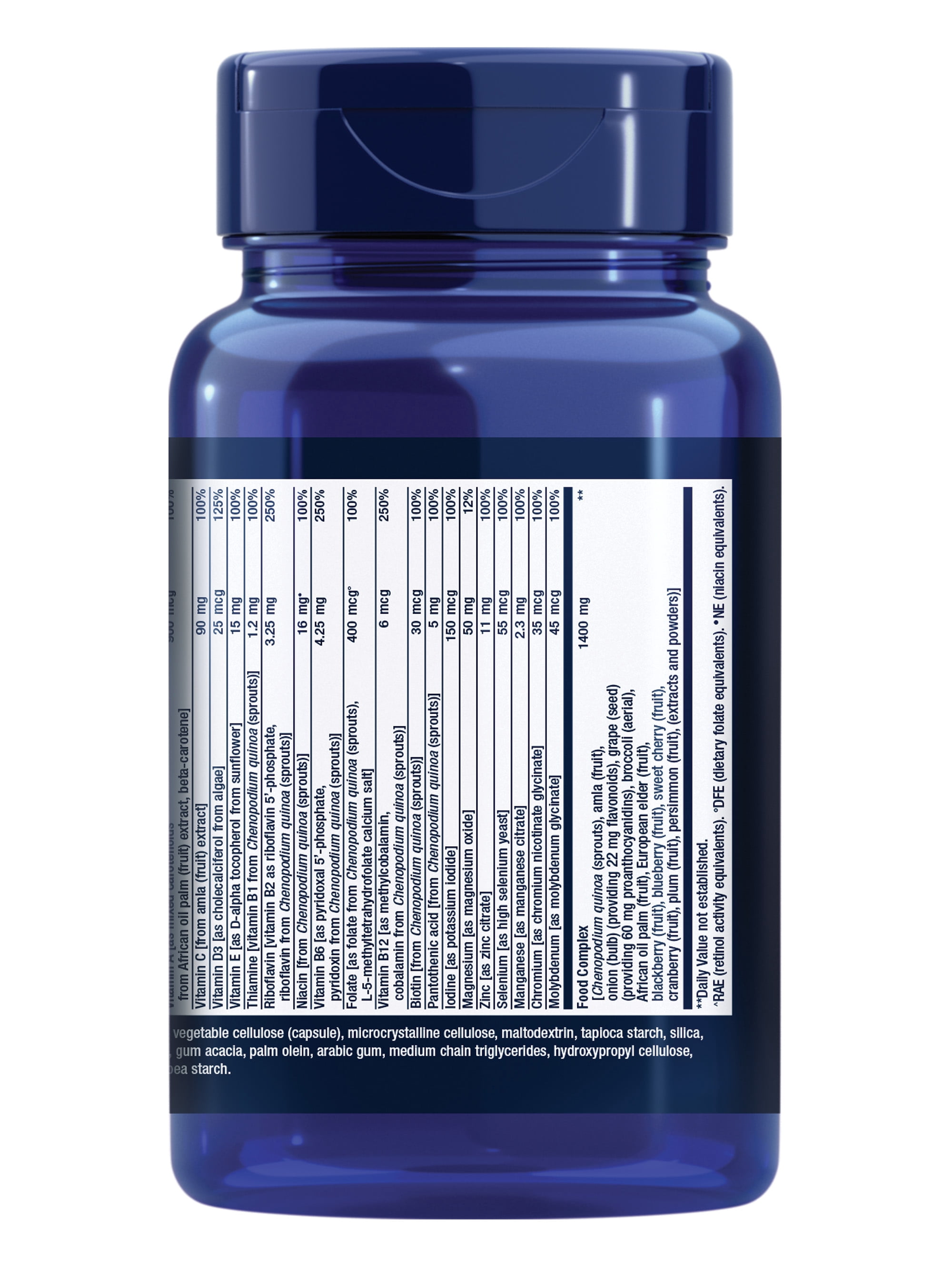 Life Extension Whole Food Multivitamin – Plant-Derived Vitamins and Minerals Supplement for General Health – Nutrients from Fruits and Veggies – Gluten-Free, Non-GMO, Vegetarian – 90 Capsules