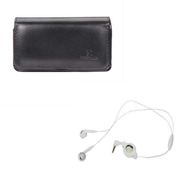 Black Leather Phone Case w Retractable Headset Hands-free w Mic M1P for BLU Life One X3 X2, Grand M, Vivo 5R 5, Advance 5.0 - CAT S40 - Coolpad Defiant, Canvas, Illumina