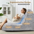 thumbnail image 4 of Bean Bag Chair Sofa Memory Foam Pre-Filled Bean Bag Chairs Stuffed Beanbag Sofa Lazy Bean Bag Sofa for Adults, Bean Bag Couch for Gaming, Reading & Relaxing(Faux Fur, Light Grey), 4 of 7