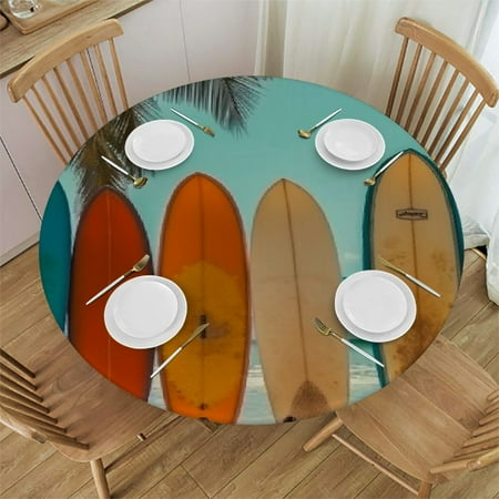 

Sheronv Surfboards Beach Ocean Round Table Cover Stain Resistant Washable Indoor Outdoor Tablecloth Kitchen Dining Wedding Parties Waterproof 100% Polyester Fiber 42-46