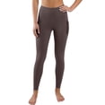 thumbnail image 4 of Women's Soft Fabric Yoga Pants for Women, Mid Elastic Waist Slim Fit Leggings, Pockets, High Stretch, Comfortable Workout Athletic Gym Fitness Running Casual | VerBelle,Coffee XL, 4 of 6