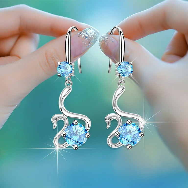 Frehsky valentine ornaments Swan Anti Allergy Earrings Ear Clasps