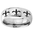thumbnail image 2 of Tungsten Multiple Fleur De Lis 8mm Mirror Gray Polished Dome Men Ring, 2 of 2