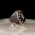 thumbnail image 1 of Anillo clásico con incrustaciones de piedra negra para hombre, anillos Punk de circón, joyería de lujo para boda, compromiso, moda, 1 of 4