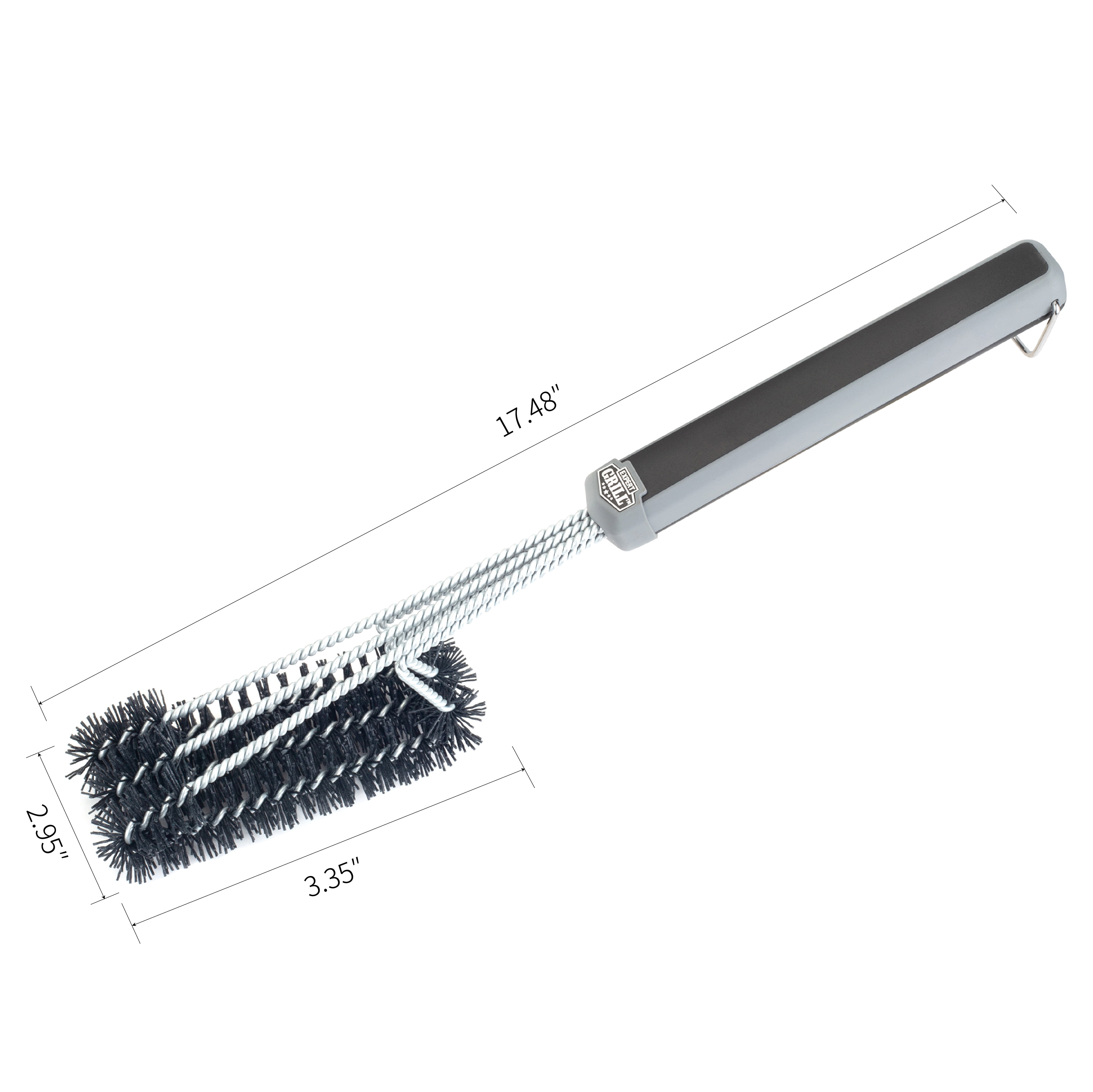 Expert Grill Stainless Steel and Nylon 3-Head Grill Brush, Black & Gray