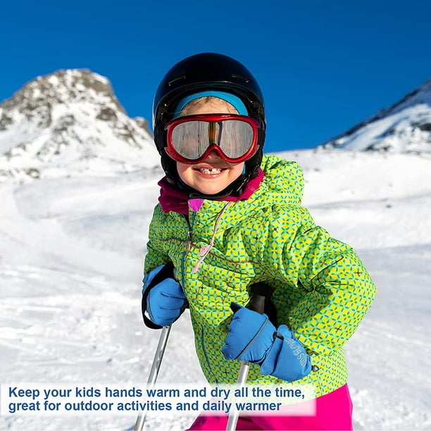 Gants de Ski Enfants, Moufles de Ski Fille Garçon Gants Chaud Hiver Moufles  Coupe-Vent Respirant Snowboard pour Vélo Équitation Patinage Garçons Filles  8-10 Ans 