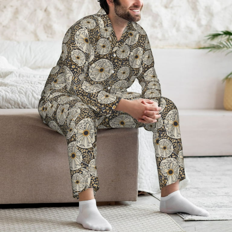 Giroia Dandelion Flower for Soft Men s Long Sleeved Pajama Set Comfortable Classical Sleepwear for All Seasons Large Walmart