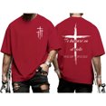 thumbnail image 2 of Yopmin Mens Cross Shirt Crew Neck Summer Short Sleeve Religious Cotton T Shirts for Everyday Wear, 2 of 7