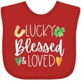 thumbnail image 3 of Inktastic Lucky Blessed and Loved Horseshoe Clover Hearts Boys or Girls Baby Bib, 3 of 4