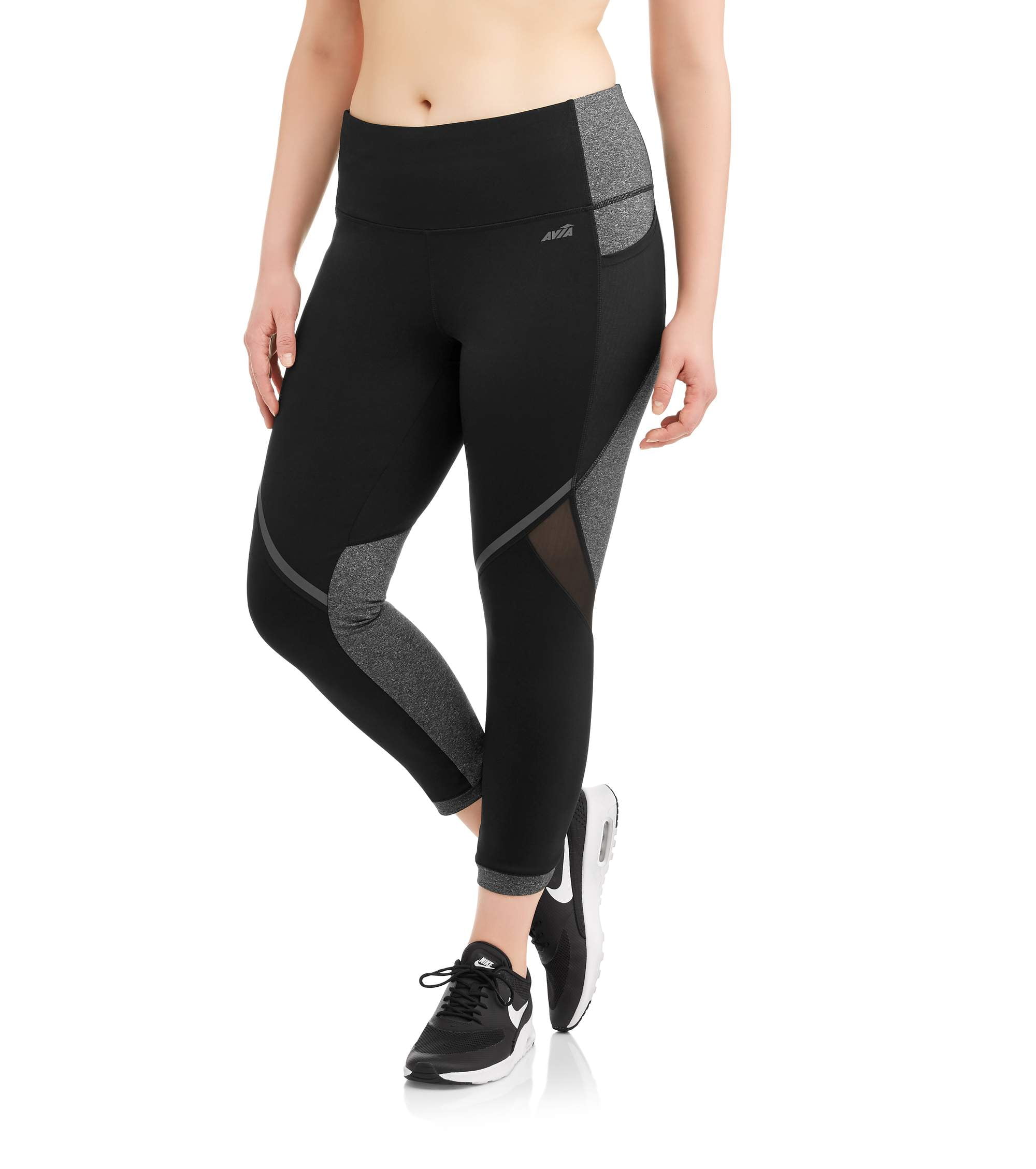 Avia Women's Plus Size Active Performance 25 Intertwined Crop with Mesh ...