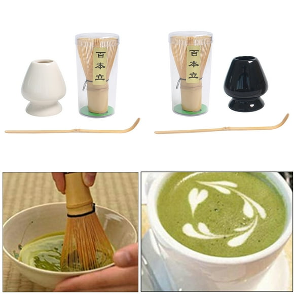 Juego De 2 es De Matcha De Bambú + De Bambú + Soporte Para De Cerámica perfecl Soporte para batidor Matcha