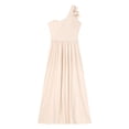 thumbnail image 4 of TiaoBug Womens One Shoulder Ruffle High Split Bodycon Maxi Dress Wedding Evening Party Gown Cocktail Clubwear Champagne M, 4 of 7
