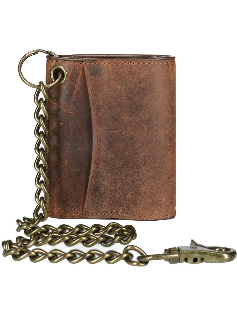 CTM Crazy Horse Leather RFID Trifold Chain Wallet (Men) - Walmart.com