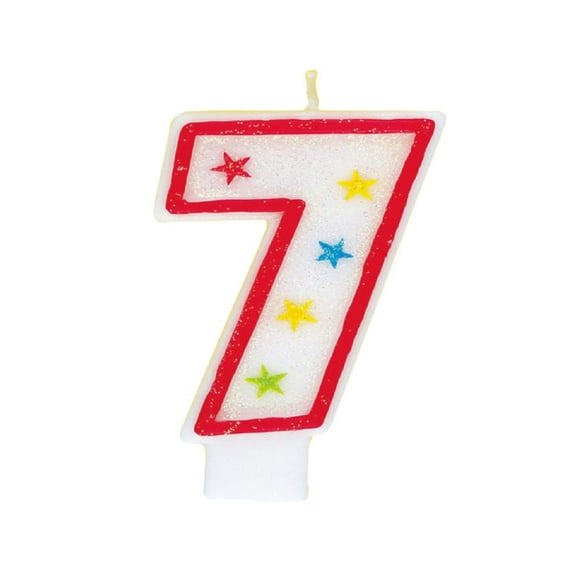 Glitter Number 7 Birthday Candle & Happy Birthday Cake Topper