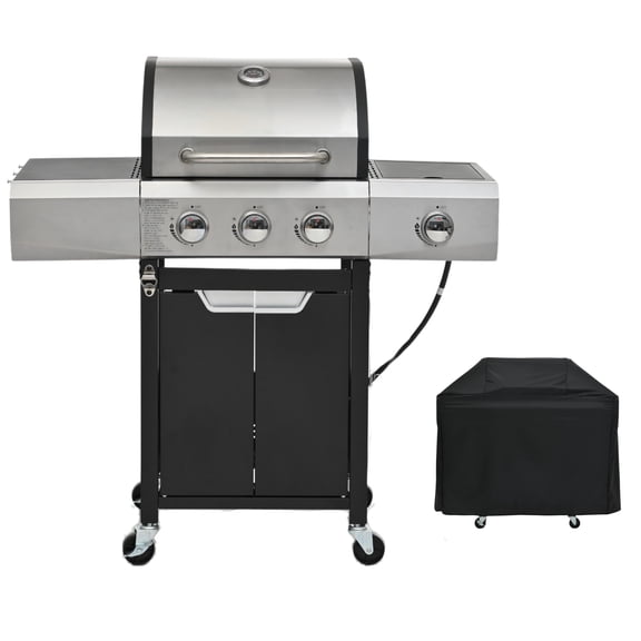 Stainless Steel 3 Burner Gas Grill With Side Burner 40 500 BTU 287 Sq In Cooking Space