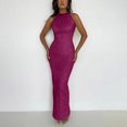 thumbnail image 1 of CAICJ98 Grande Taille Robes Femmes Sans Manches V Cou Split Soirée Longue Robe Argent L, 1 of 5