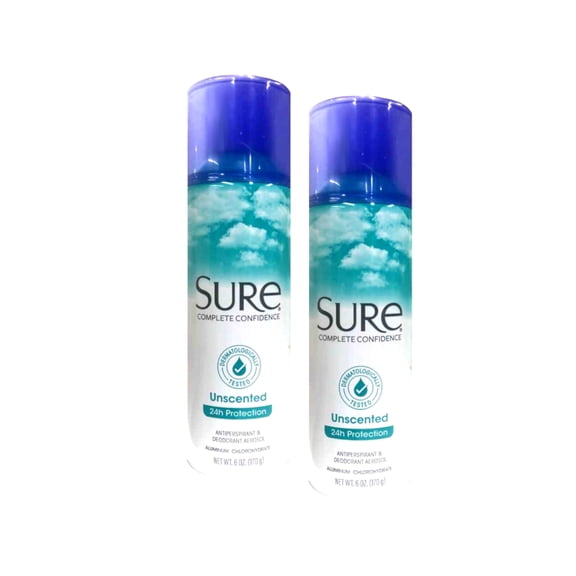 Sure Deodorant 6oz Aerosol Unscented (Pack of 2)