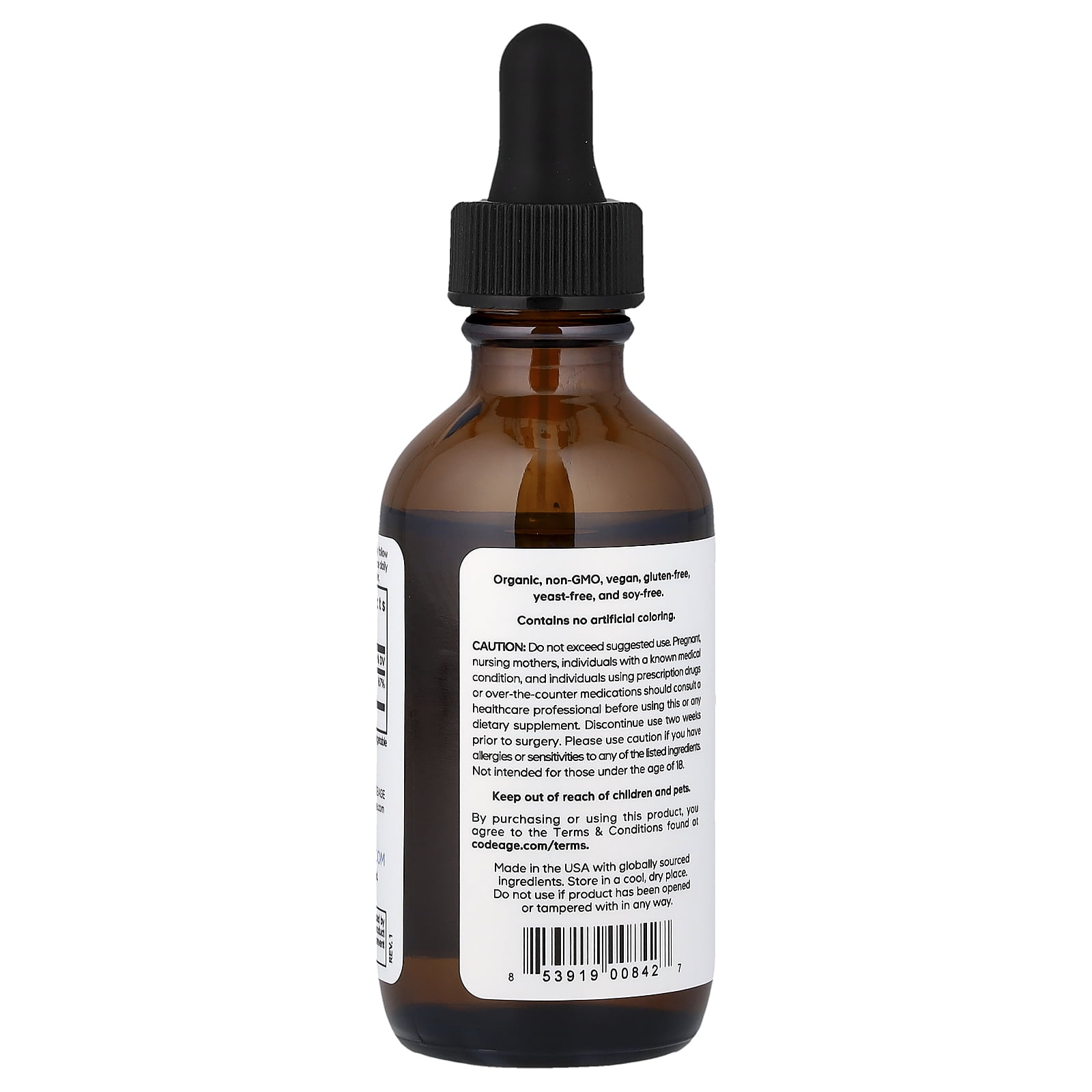 Codeage USDA Organic Iodine Drops – 250 Mcg - 1+ Year Supply - Liquid Iodine Supplement – Iodine Drops Solution - Pure, Clear Iodine - Vegan Iodine Liquid Drop - 2 fl oz