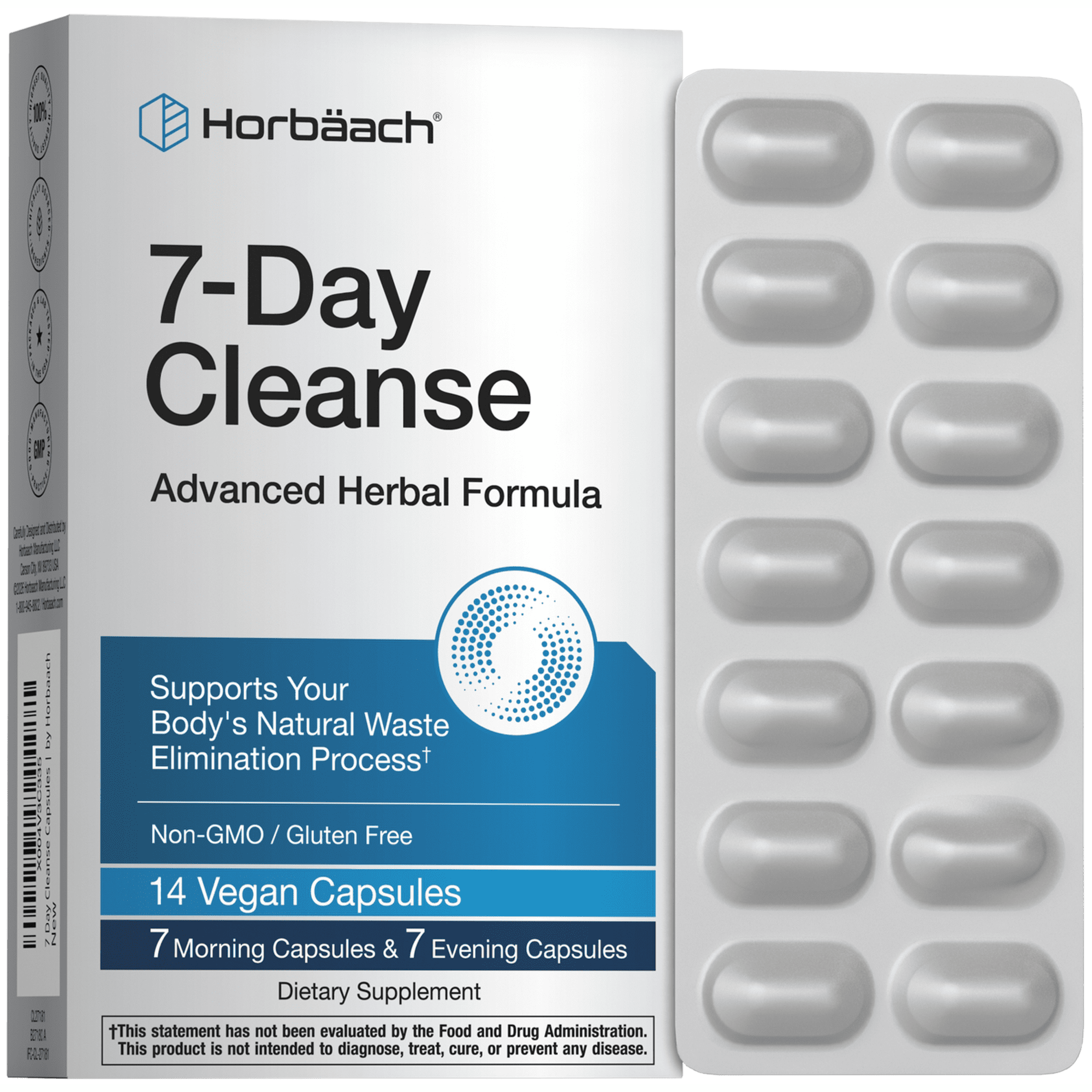 7 Day Cleanse | 14 Vegan Capsules | For Men and Women | Non-GMO and Gluten Free | by Horbäach