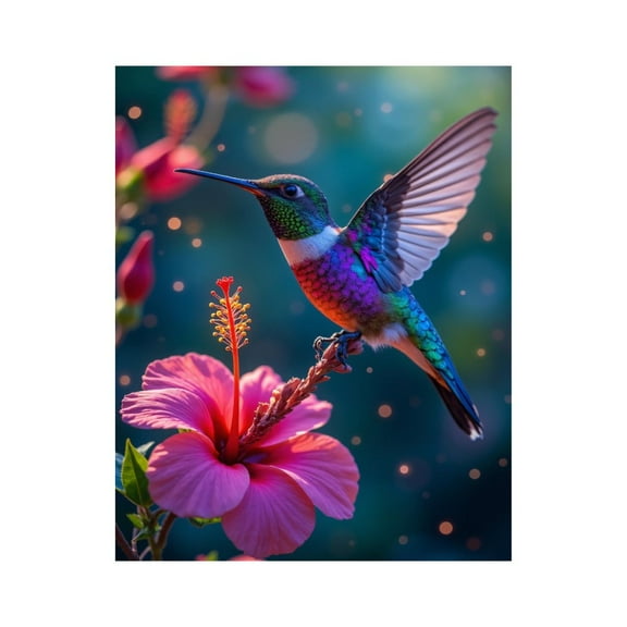 Paint by Numbers Kit for Adults, Colorful Hummingbird On Hibiscus Paint by Numbers, Easy Paint by Numbers Kit for Adults Beginner, DIY Adult Paint by Number Kits on Canvas, Home Decor