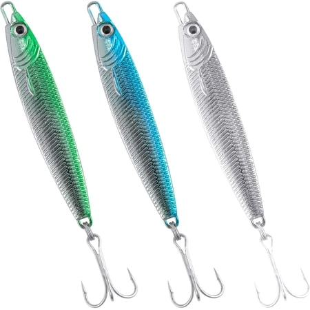 Fishing Jigs Jigging Spoon Saltwater Fishing Lure Casting Metal Spoon Surf Fishing Mackerel Striper Lures Stinger Bluefish Vertical Diamond Jig Mixed Colors 2oz-3 Pieces