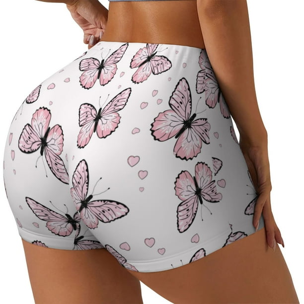 Fotbe Butterflies (2) Shorts Sin Costuras – Shorts Deportivos de Cintura Alta para Mujer, Elásticos para Gimnasio, Yoga, Running o Ciclismo-X-Large