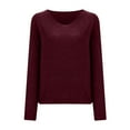 thumbnail image 4 of LYXSSBYX V-Neck Long Sleeve Sweater Tops Hot Sale Clearance for Women's Hedging V-Neck Loose Solid Color Temperament Long Sleeve Strapless Sexy Knitting Tops Sweater, 4 of 8
