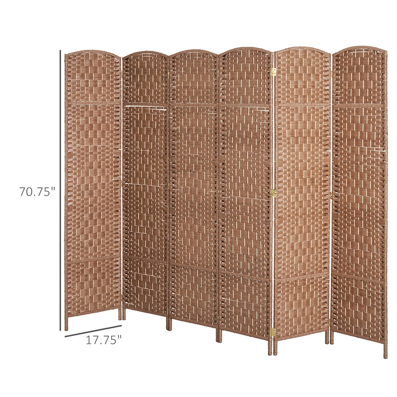 Alvantor 6-Panel Folding Privacy Screen with Hand-Woven Rattan Design, Freestanding Room Divider 106.3"x70.9" Natural