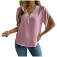 thumbnail image 2 of Gyedtr Womens Summer Tops Womens Tops Casual Women'S V-Neck V-Neck Lace Short-Sleeved Chiffon Shirt Y2K Tops OnXXL(2XL), 2 of 7