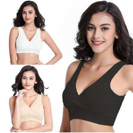 

CaComMARK PI Bras for Women Plus Size Clearance Pregnancy Maternity Nursing Wirefree Sleep Breastfeeding Bras 3 Pack Rollbacks Multicolor