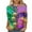 Multicolor#1, variant on DDAPJ pyju 2025 Mardi Gras Shirt for Women Carnival Themed Outfit Party Tee Mask Graphic 3/4 Sleeve Tunic Tops Crewneck Parade Blouse Tshirt Multicolor L
