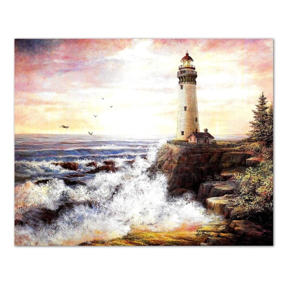 Lighthouse on Cliff Over Ocean #1 Wall Picture 8x10 Art Print
