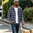 thumbnail image 7 of UDAUDU Men's Flannel Hoodie Shirts Casual Comfortable Button Down Plaid Shirt Jackets for Men Long Sleeve Stylish Hooded with Pocket Light Blue 3XL, 7 of 7