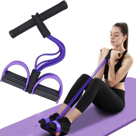 Multifunctional Tension Rope for Fitness and Yoga Elastic 6-Tube Resistance Band Pedal Puller Natural Latex Core for Abdomen Waist Arms and Legs Stretching Training