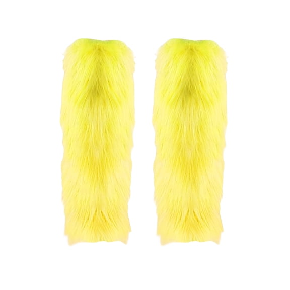 TELOLY Fuzzy Faux Fur Leg Warmers Yellow Sexy Soft Fashion Warm Womens Fur Leg Warmers for Leisure Party Perfect Gift