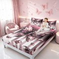thumbnail image 3 of Homewish Pink Butterfly Queen Sheets, Diamonds Glitters Print Queen Sheet Sets, 4pcs (1 Flat Sheet, 1 Fitted Sheet and 2 Pillowcases), 3 of 6