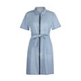 thumbnail image 5 of Vestido de mezclilla con cremallera y cinturón para mujer, vestido ajustado de manga corta con bolsillos, vestidos de fiesta de verano, 2023, 5 of 5