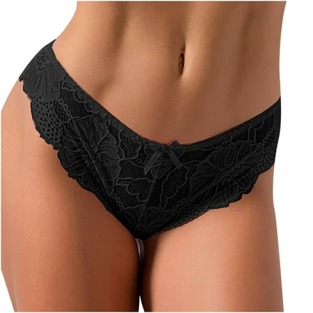 

Leesechin Womens Underwear Sexy Cute Bowknot Design Crochet Full Lace Panties Low Waist Briefs M Deals of Today