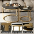 thumbnail image 4 of Garden 4 you Nesting Coffee Table, Round Coffee Table Set of 2, Nesting Tables for Living Room Bedroom Balcony, Wooden Stacking Accent Coffee Tables with Metal Frame, Black, 4 of 18