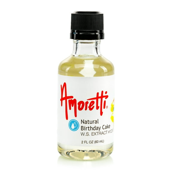 Amoretti - Natural Birthday Cake Extract Water Soluble 2 oz - Highly Concentrated & Perfect For Pastry, Savory, Brewing, and more, Preservative Free, Vegan, Kosher Pareve, Keto Friendly