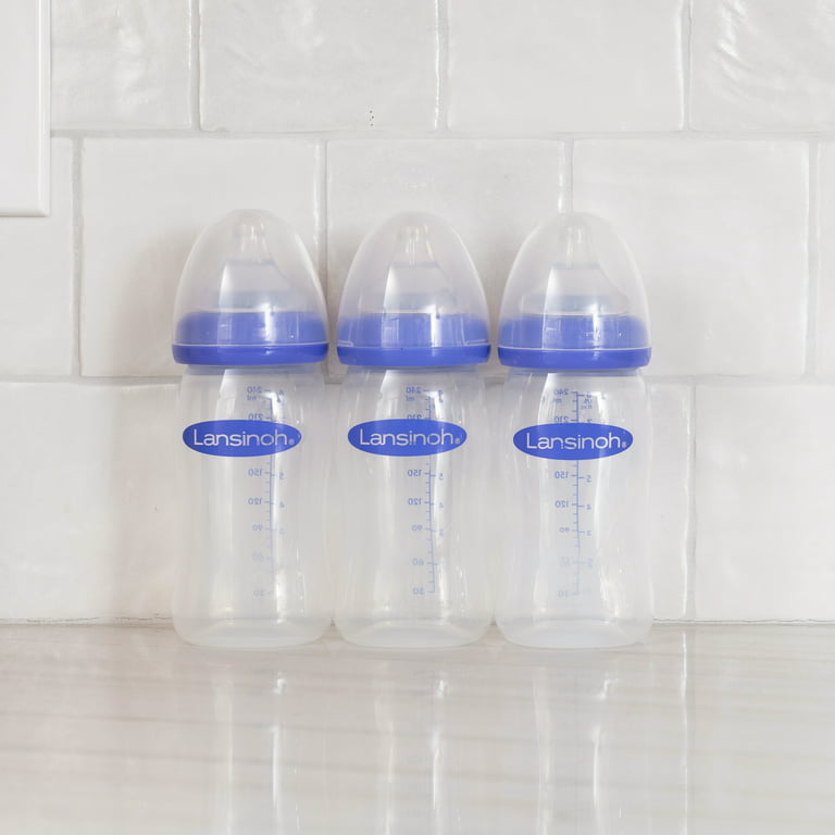 Lansinoh Breastfeeding Bottles for Baby, 8 Ounces, 3 Count 