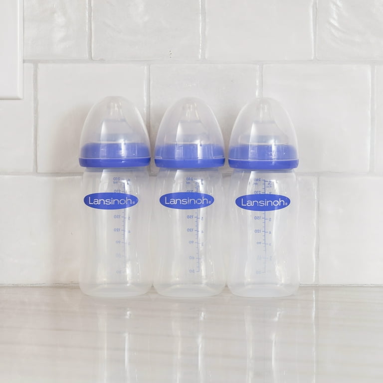 Lansinoh Baby Bottles for Breastfeeding Babies, 8 Ounces, 3 Count