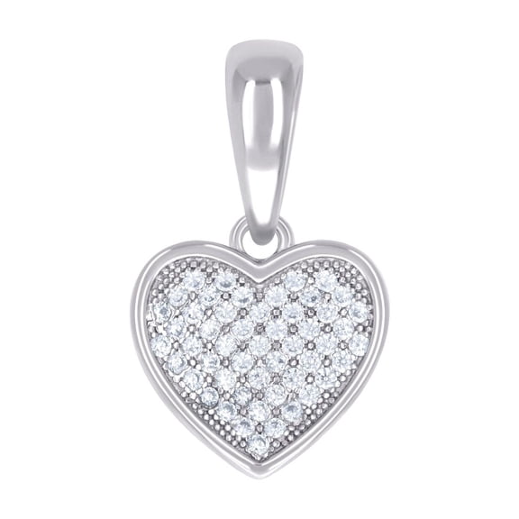 925 Sterling Silver Womens Cubic Zirconia Love Heart Charm Pendant Necklace 20.2x11.8mm Wide Pendant for Women