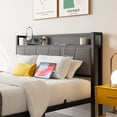 thumbnail image 5 of Full Size Metal Platform Bed with Storage Upholstered Headboard and Charging Station, Noiseless, No Box Spring Needed, Black, 5 of 7