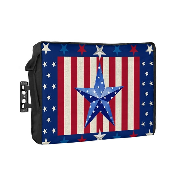 Outdoor Tv Cover 50 To 55 Inch, USA Flag 4th of July Stars Blue Red Stripe Retro Farmhouse Waterproof And Weatherproof Tv Covers Tv Display Protectors For Outside Flat Screen Tv 48x30x4.5In