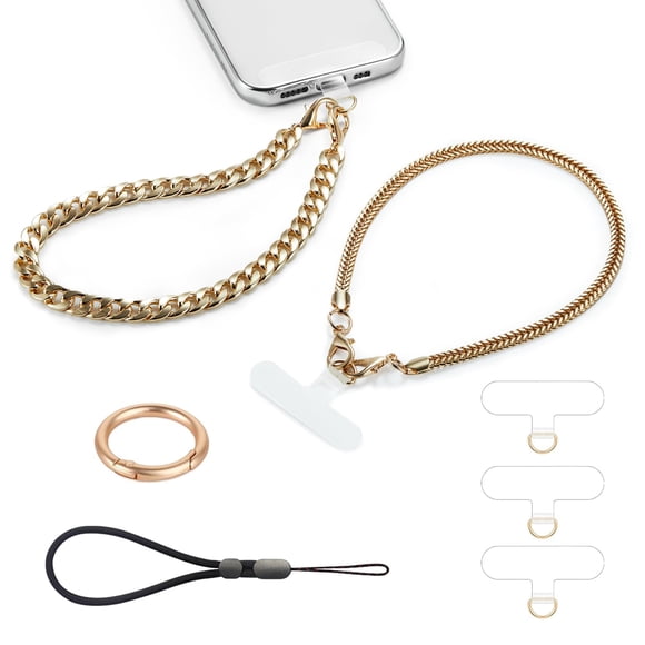 Casecond Correa de Muñeca para Celular Cadena Metálica Ajustable Dorada