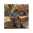 thumbnail image 6 of BLISSFUL STEP Round Toe Combat Boots Low Block Heel Ankle Boots for Women Green 6.5, 6 of 8