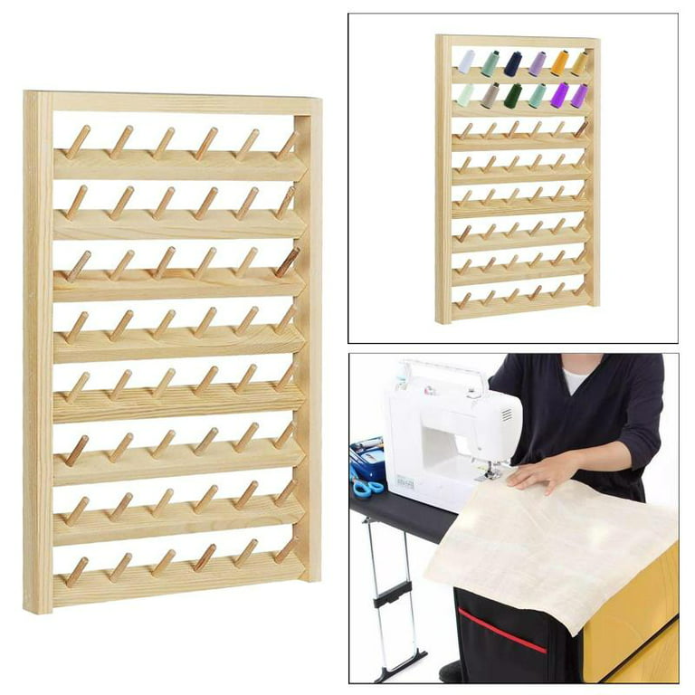 2 Pack 54 Spools Wooden Thread Holder, Large Thread Racks, Wall Mount  Thread Storage Organizer For Sewing, Braiding And Embroidery